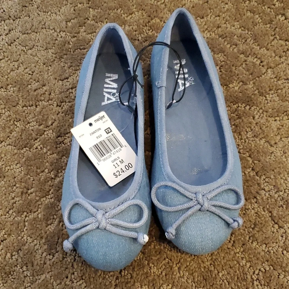 Girls Mia Girl ANNTON Denim Ballet Flats Shoes Size 11 12 13 1 2 3  jean NWT